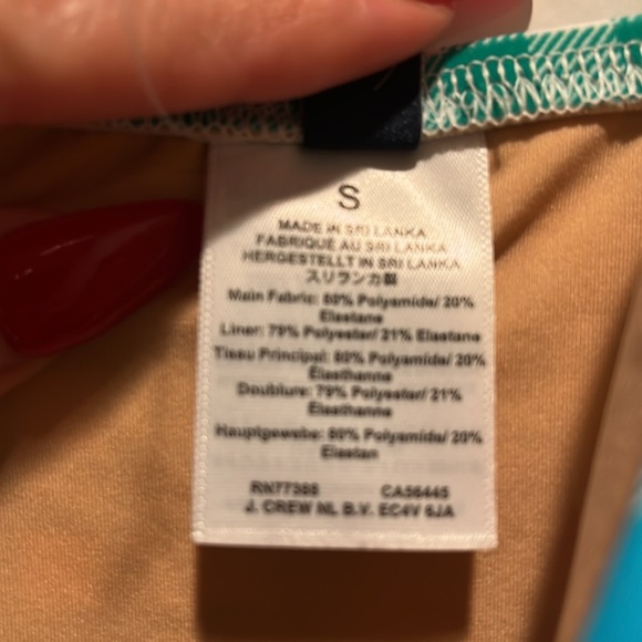 NWOT J. Crew Ruched Gingham One-Piece green blue - Picture 4 of 8